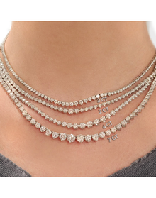 Lab Grown 8 carat Diamond Tennis Necklace | 14kt White Gold