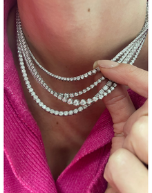 Lab Grown 8 carat Diamond Tennis Necklace | 14kt White Gold