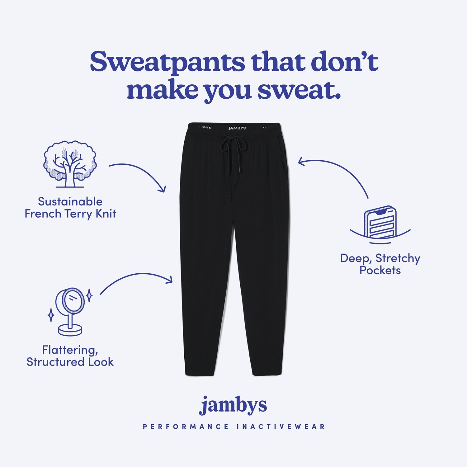 Breathable Modal French Terry Sweatpants | Black