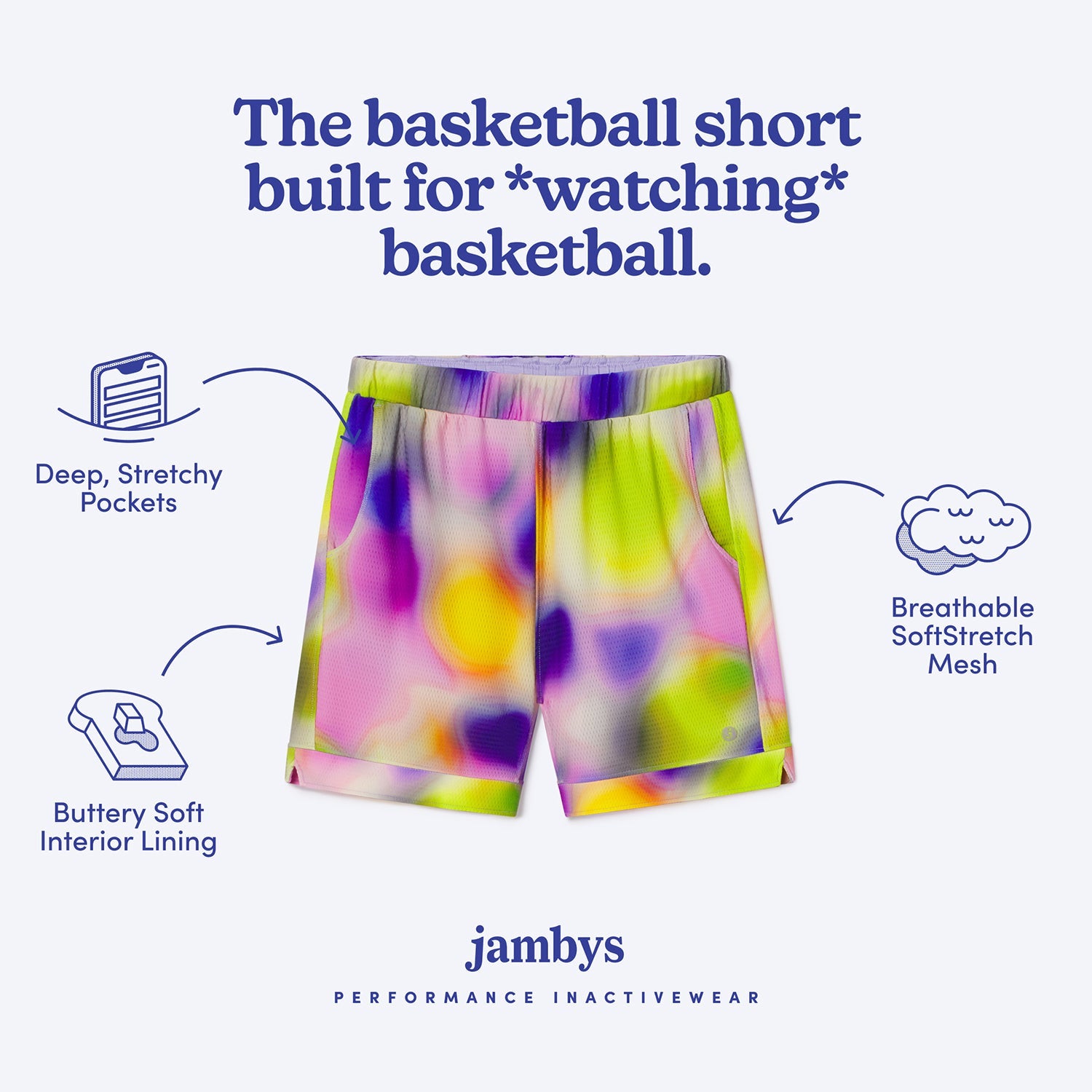 Breathable Mesh Lounge Shorts with Modal Lining | Neon Blur