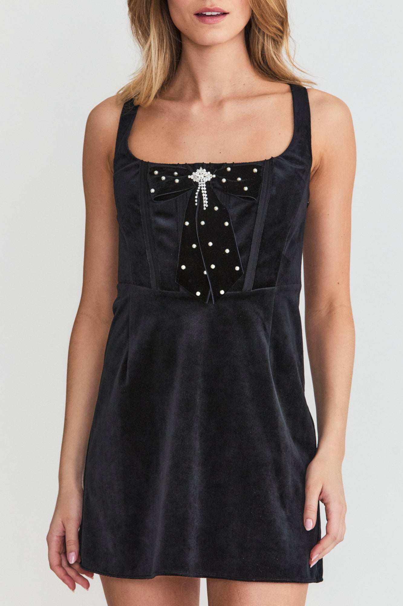 Womens | Collins Velvet Mini Dress | Black