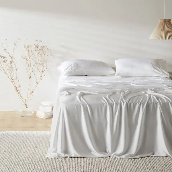 Cloud | Sateen+ Sheet Set Made with 100% Organic Bamboo #Color_cloud