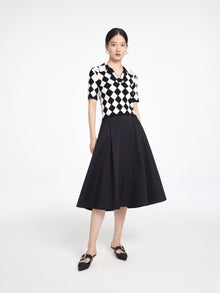 Rhombic Pattern Knit Sweater | Black
