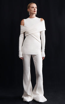 Giza Rib Flare Pant | Ivory
