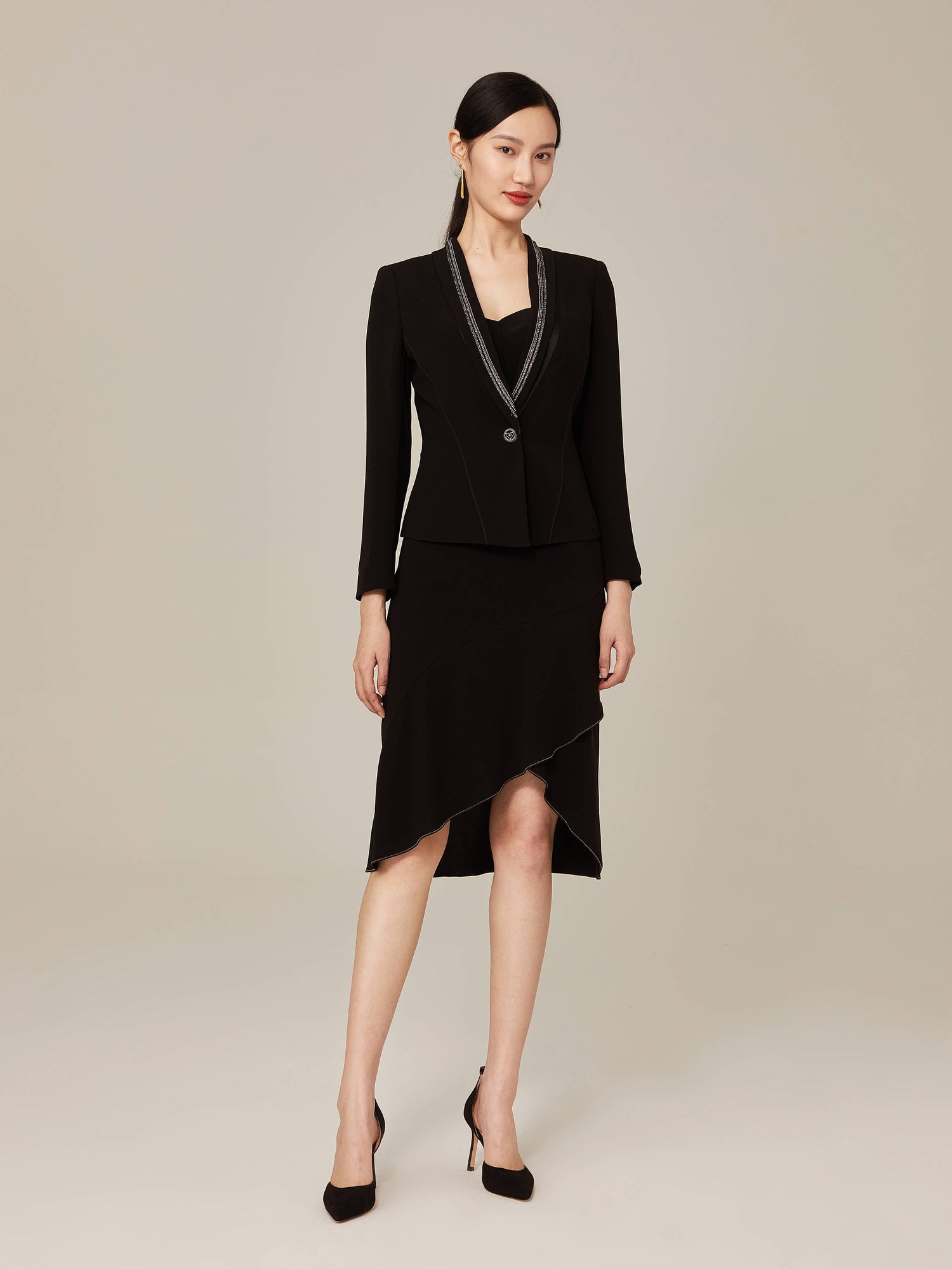 Ruffled Hem Midi Dress | Black