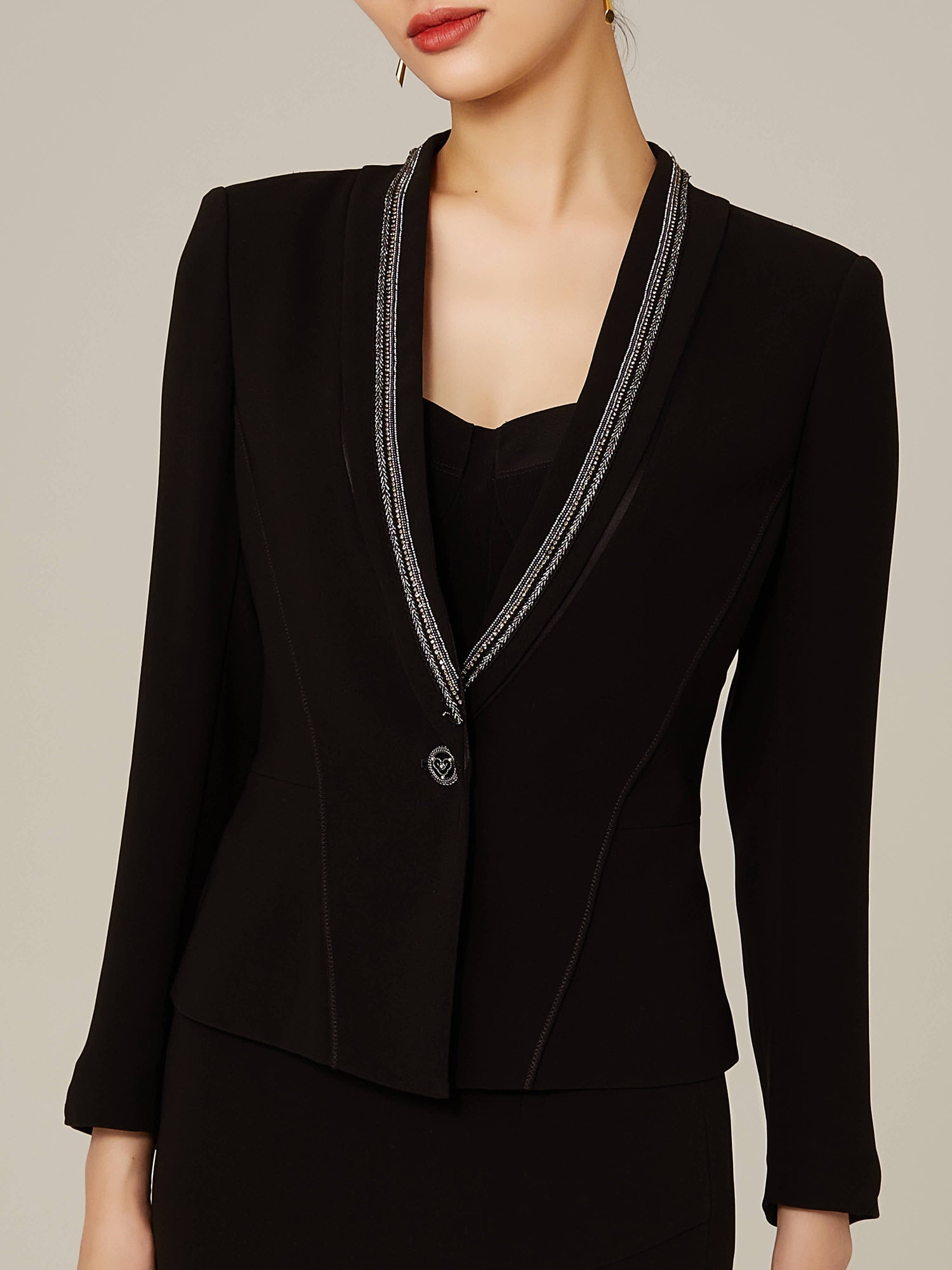 Triacetate Single-Button Blazer | Black