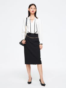 Belted Midi Skirt | Grey