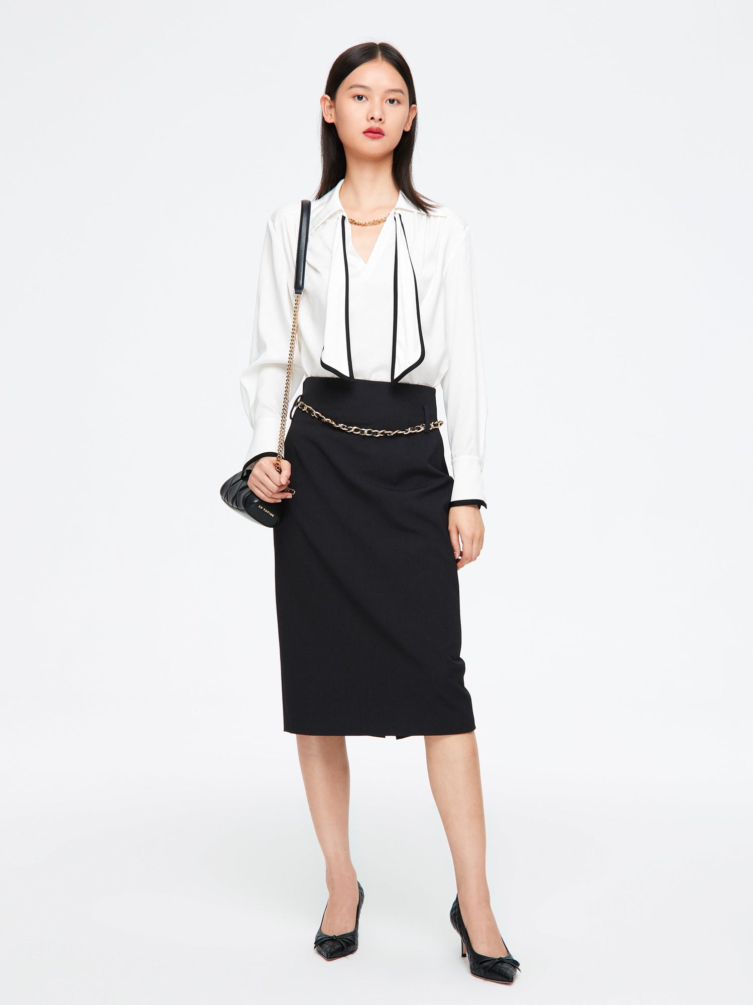 Belted Midi Skirt | Grey