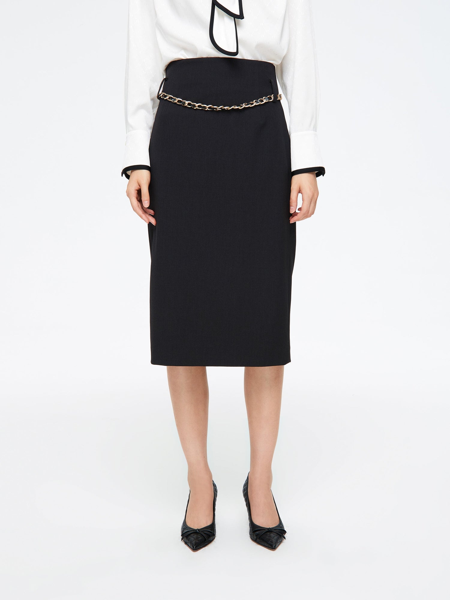 Belted Midi Skirt | Grey