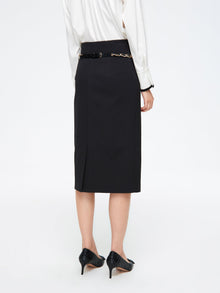 Belted Midi Skirt | Grey