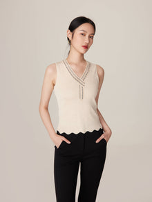 Sleeveless Knit Top | Beige
