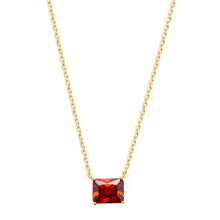 The Red Solitaire Emerald Necklace | 18KT Gold Vermeil