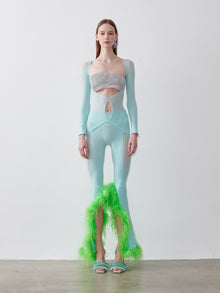 Feathered Tulia Trousers | Soft Turquoise