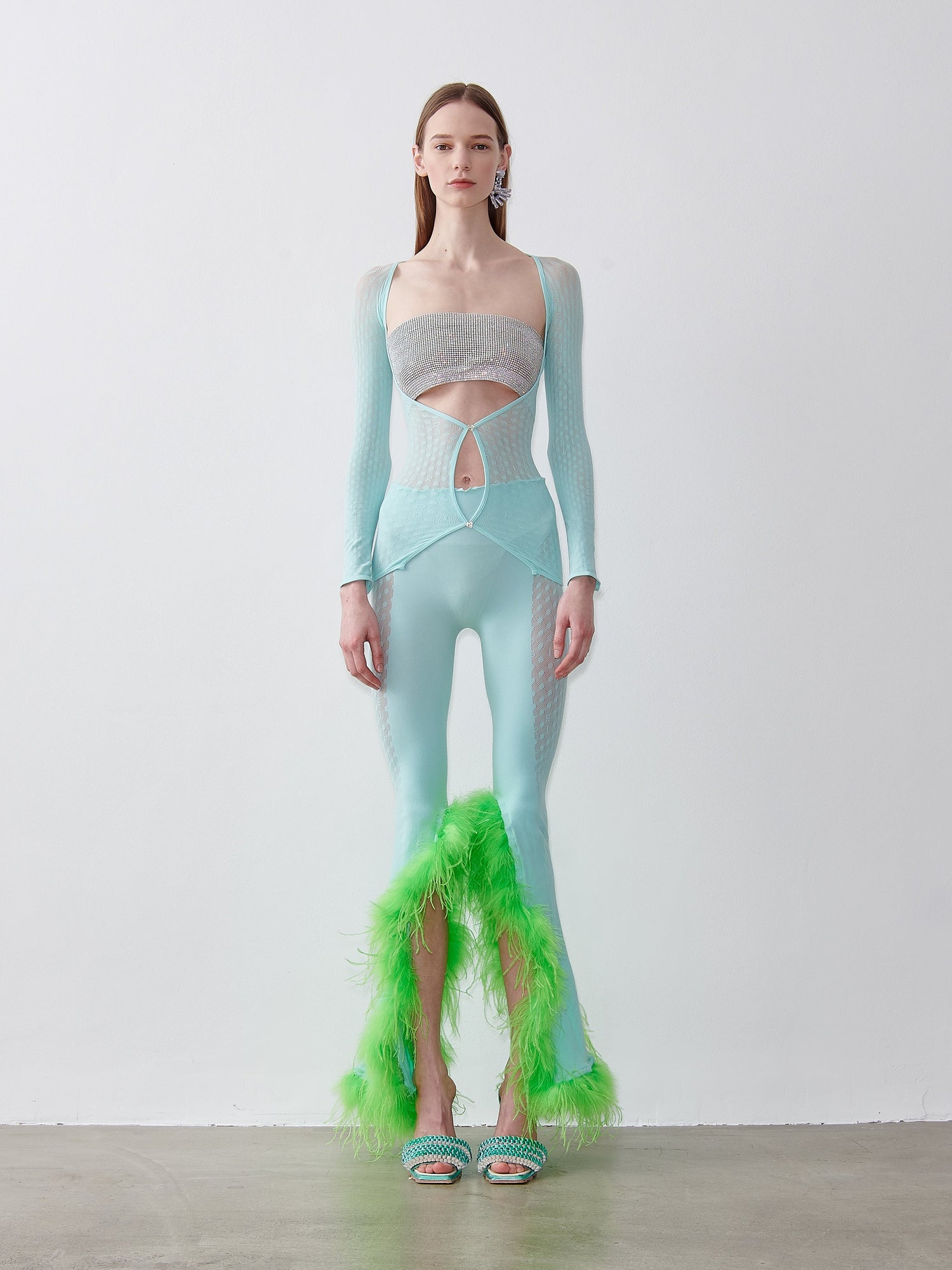 Feathered Tulia Trousers | Soft Turquoise