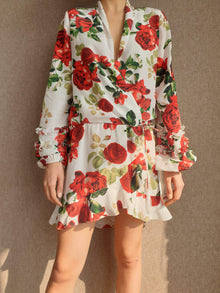 Rococo Sand | Rosie Floral Short Dress | White/Red