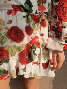 Rococo Sand | Rosie Floral Short Dress | White/Red