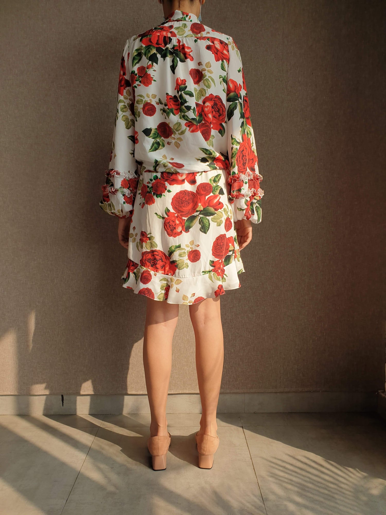 Rococo Sand | Rosie Floral Short Dress | White/Red