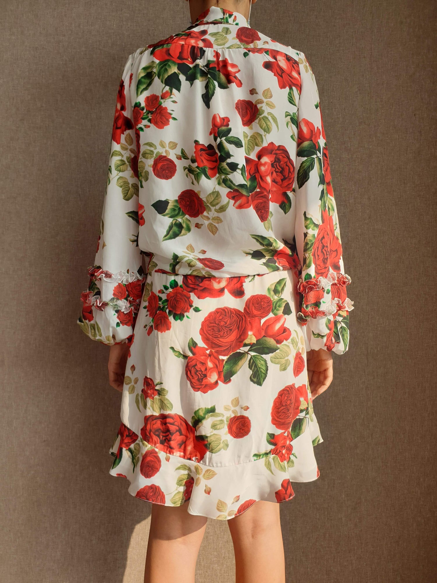 Rococo Sand | Rosie Floral Short Dress | White/Red