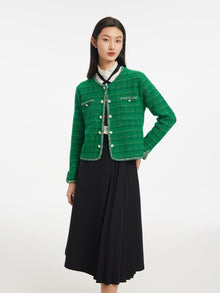 Trimmed Knit Top | Green