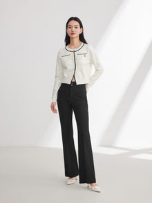 Straight Leg High-Waisted Flared Pant | Black