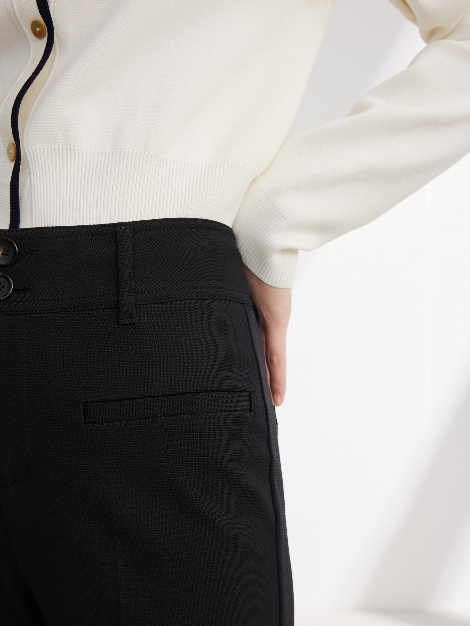 Straight Leg High-Waisted Flared Pant | Black