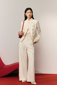 Silk Peony Jacquard Jacket | Beige