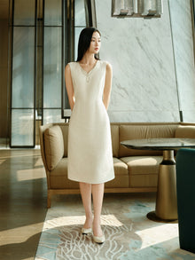 sleeveless textured vest skirt | Beige