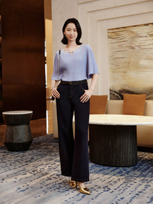 Straight-Leg Embroidered Jeans | Navy