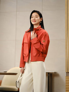 Short O-Shaped Jacket | Orange