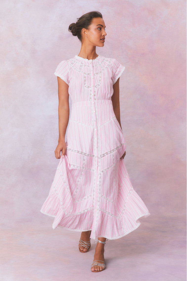 Womens | Remi Cotton Stripe Maxi Dress | Captiva Pink