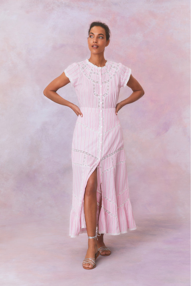 Womens | Remi Cotton Stripe Maxi Dress | Captiva Pink