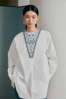Loose Embroidered Shirt | White