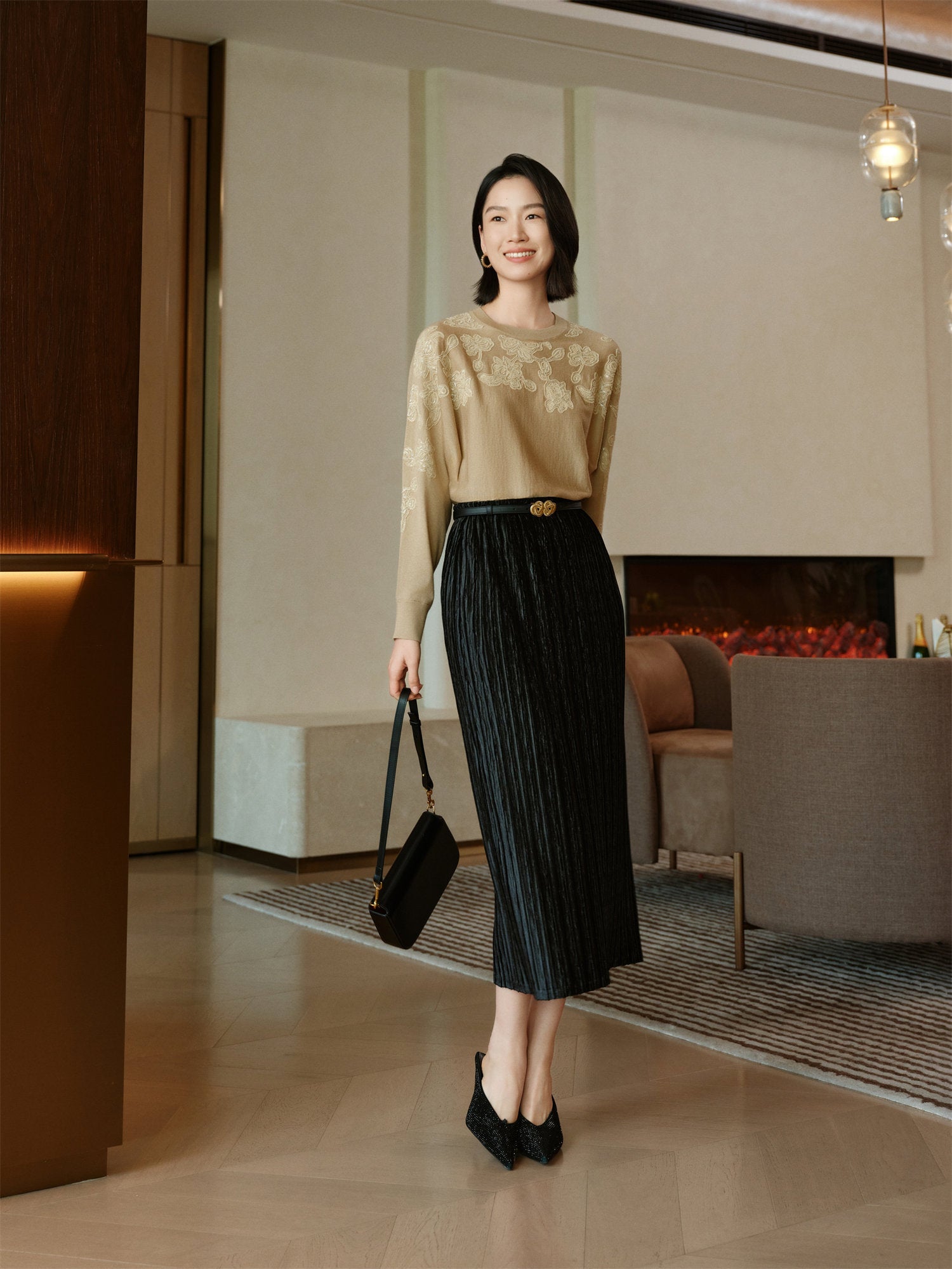 Silk and Wool Cashmere Knitted Sweater | Khaki