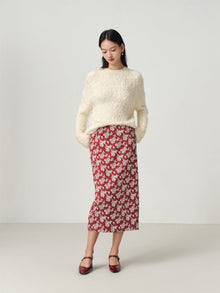 Jacquard Midi pencil Skirt | Red