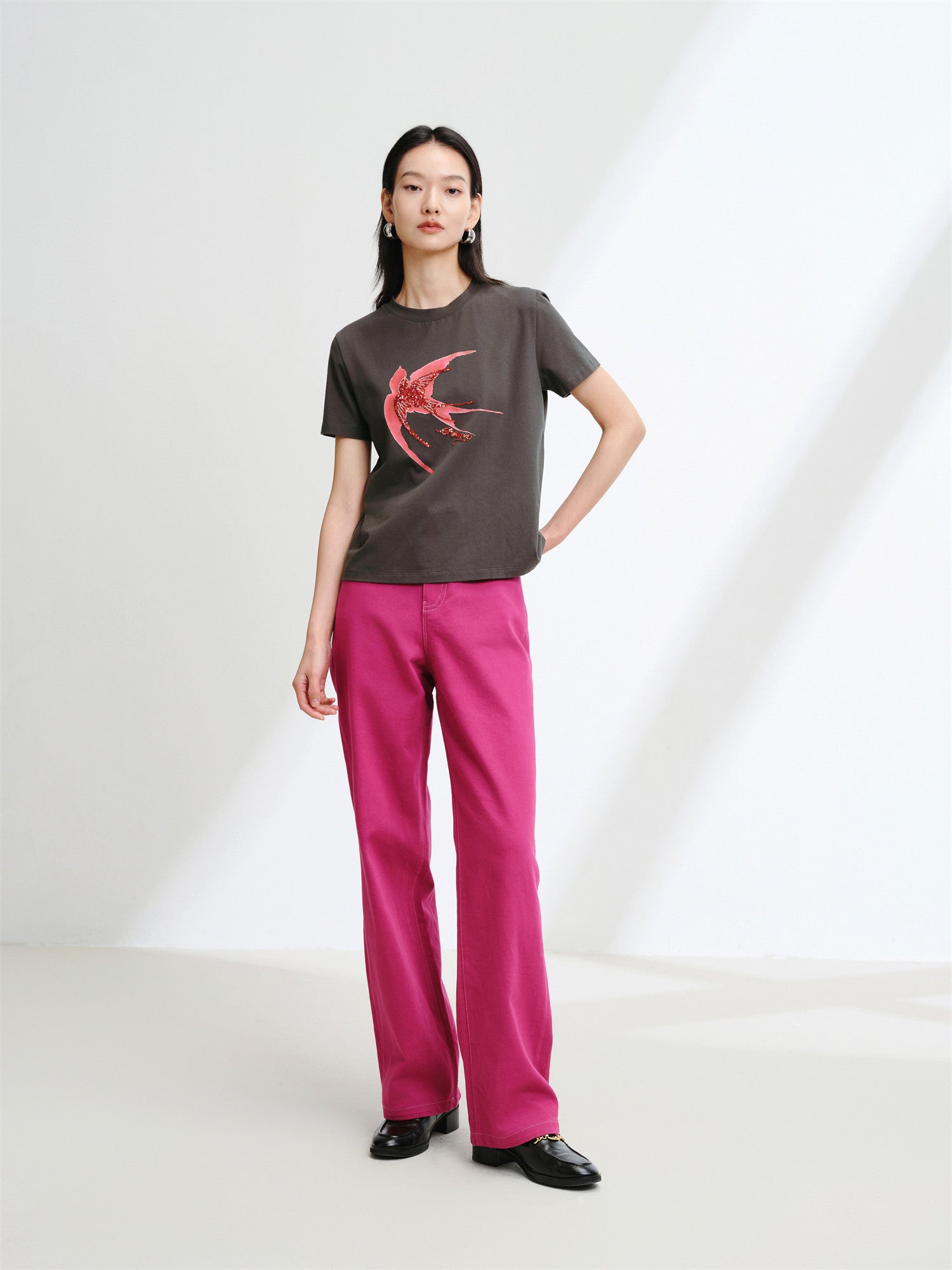 Cotton Short-Sleeve T-Shirt | Brown