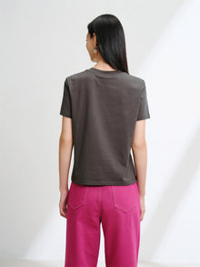 Cotton Short-Sleeve T-Shirt | Brown