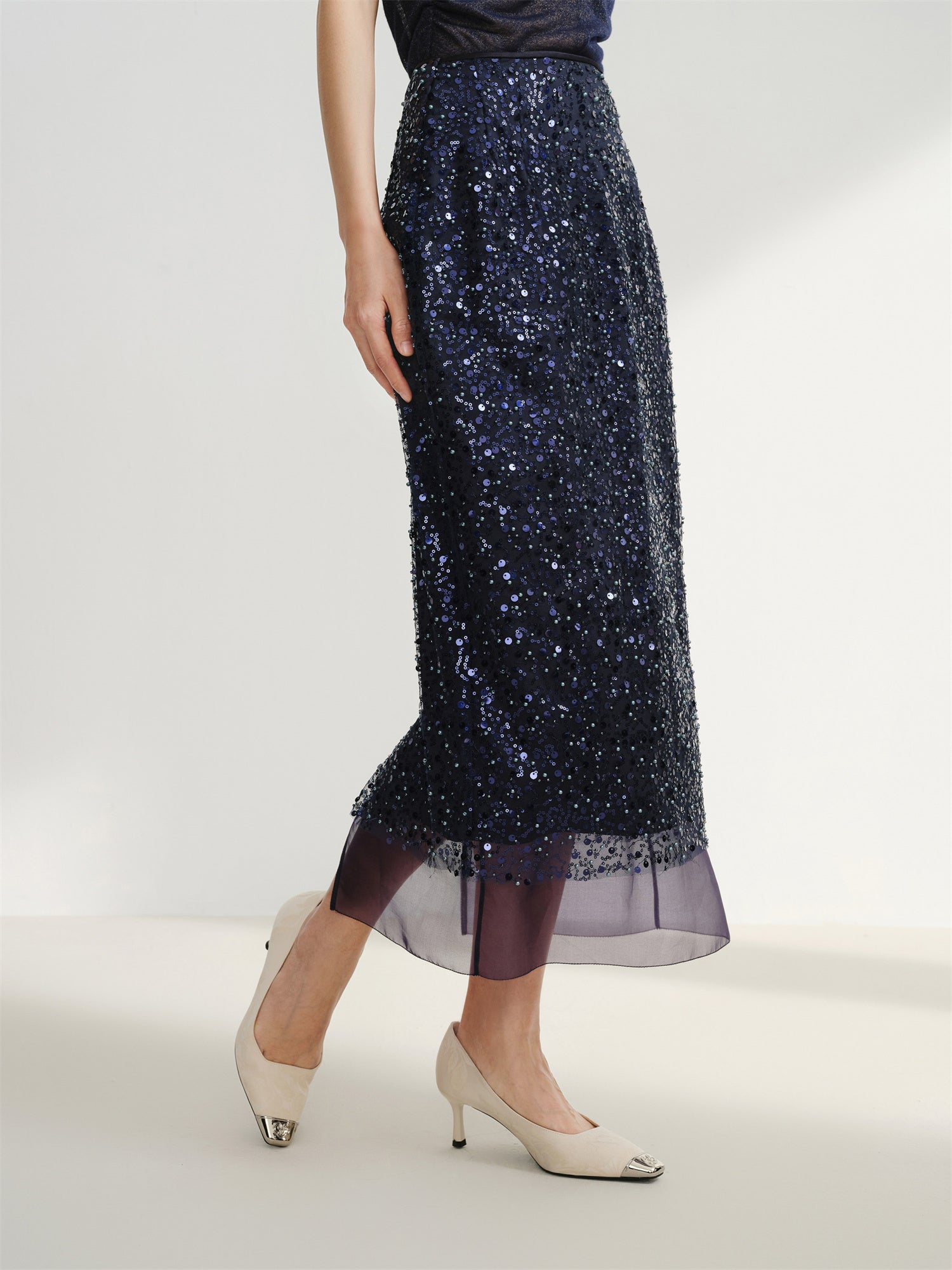 Sequin Skirt | Navy