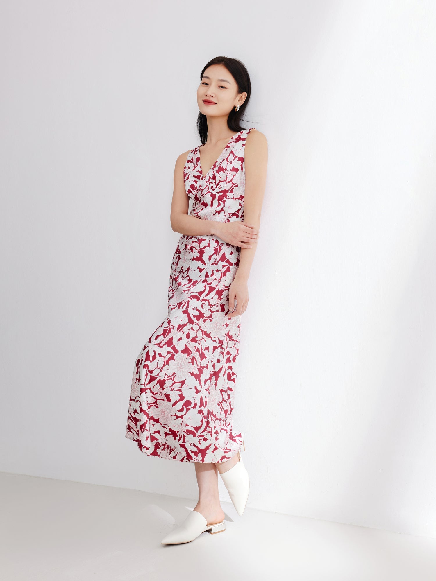 Silk Printed Dress | Red