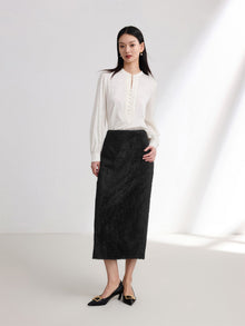 Straight Silk Skirt | Black