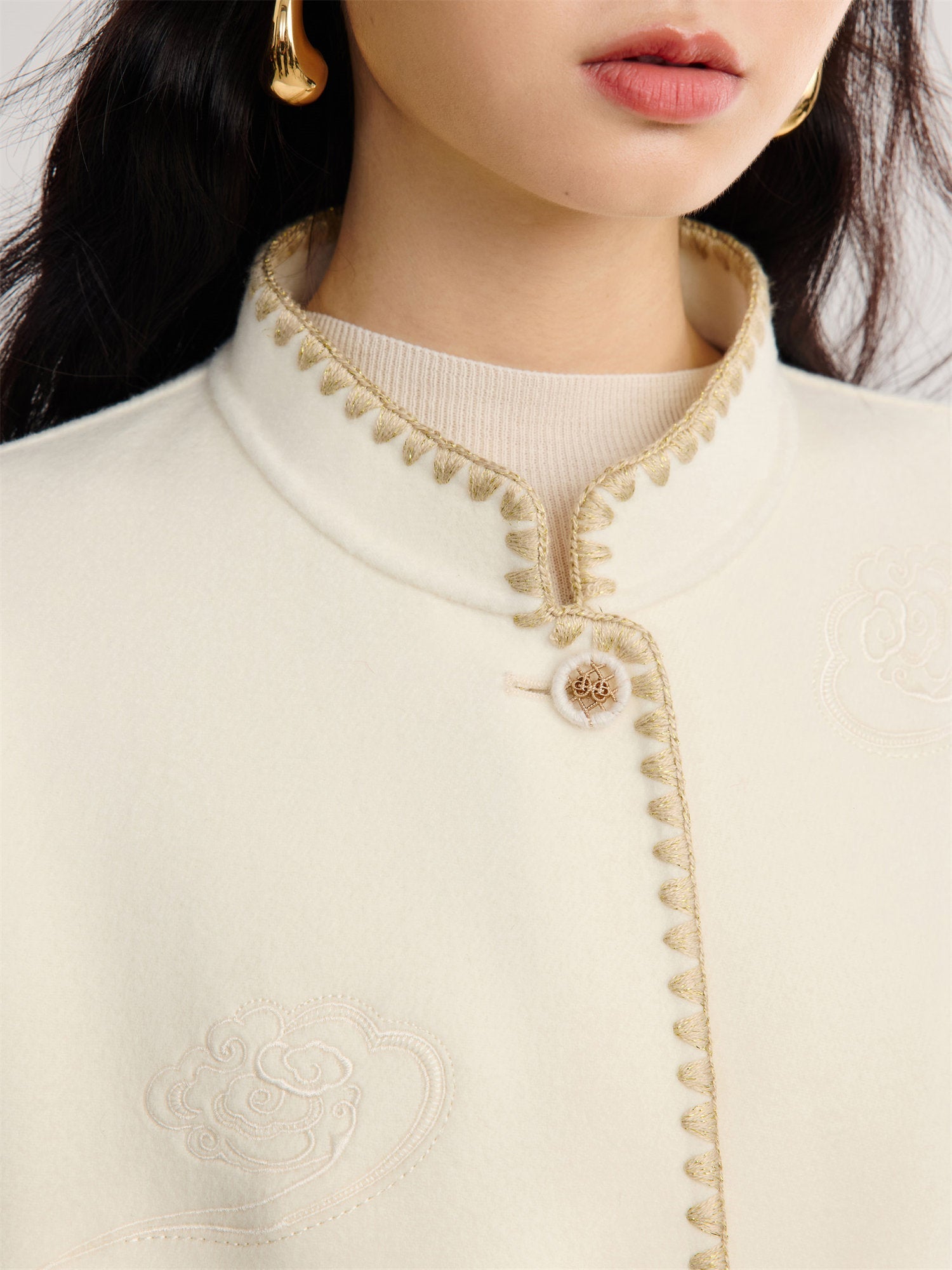 Wool Stand Collar Coat | Beige