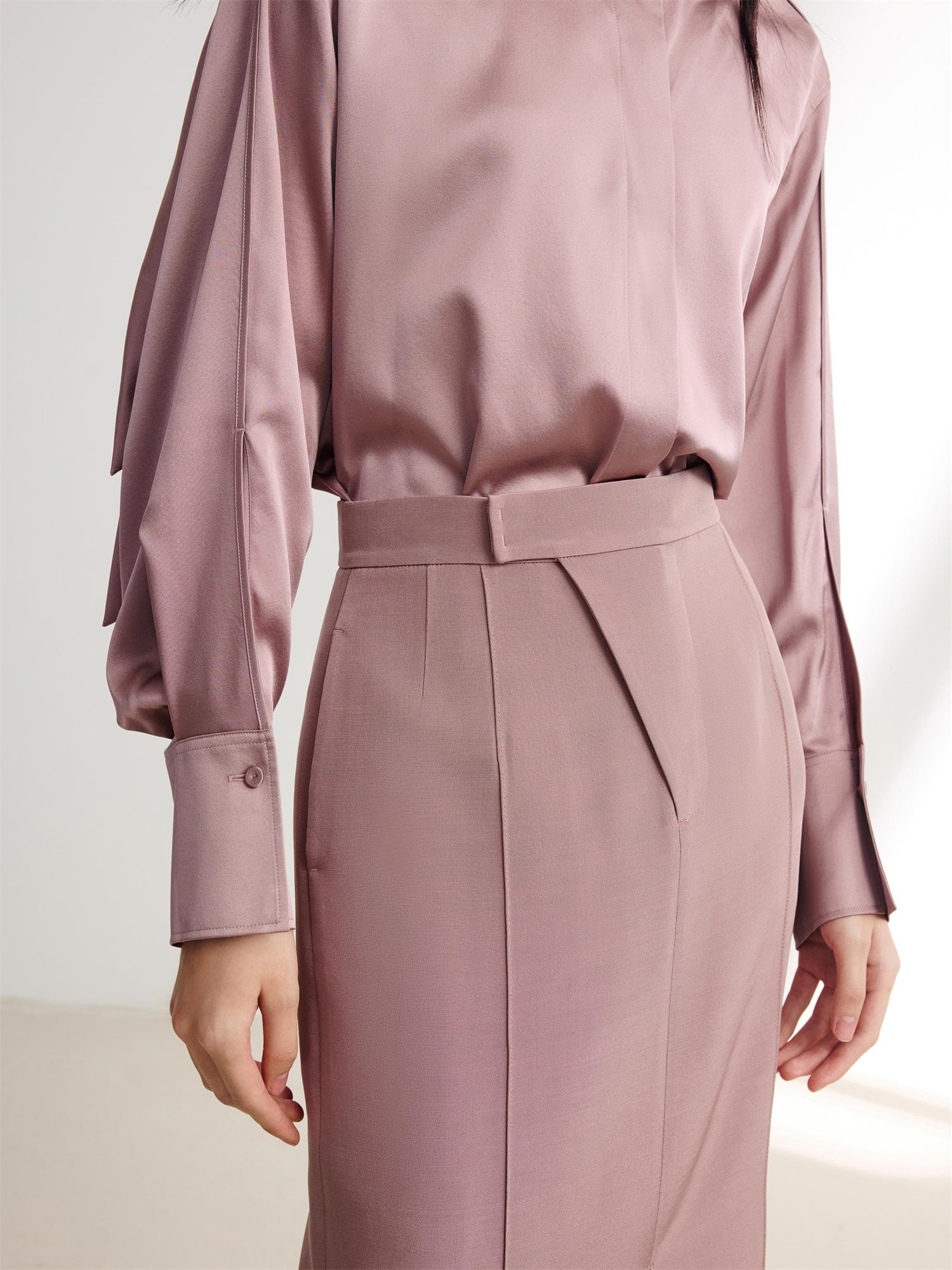 Silk-Wool Pleated Skirt | Purple
