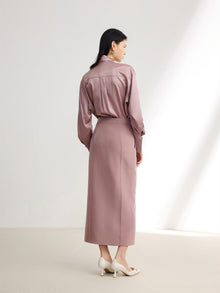 Silk-Wool Pleated Skirt | Purple