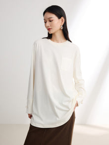 Loose-Fit Long Sleeve Tee | White