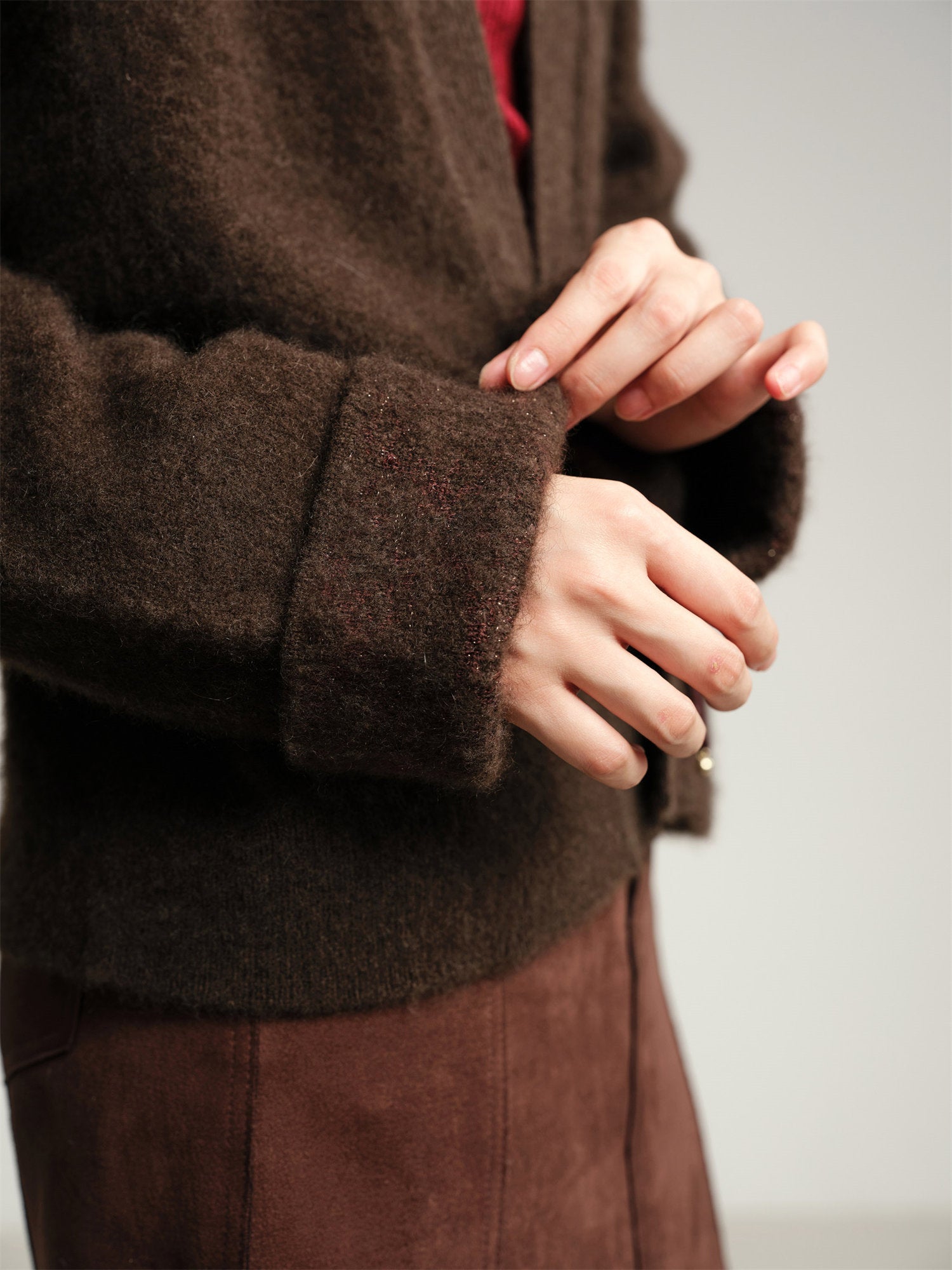 Yak Wool Knitted Cardigan | Brown