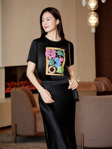 Triacetate Straight-Shoulder T-Shirt | Black