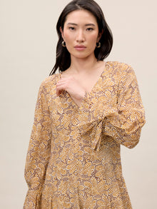 Silk Burnout Check Godet Dress | Speckled Fleur