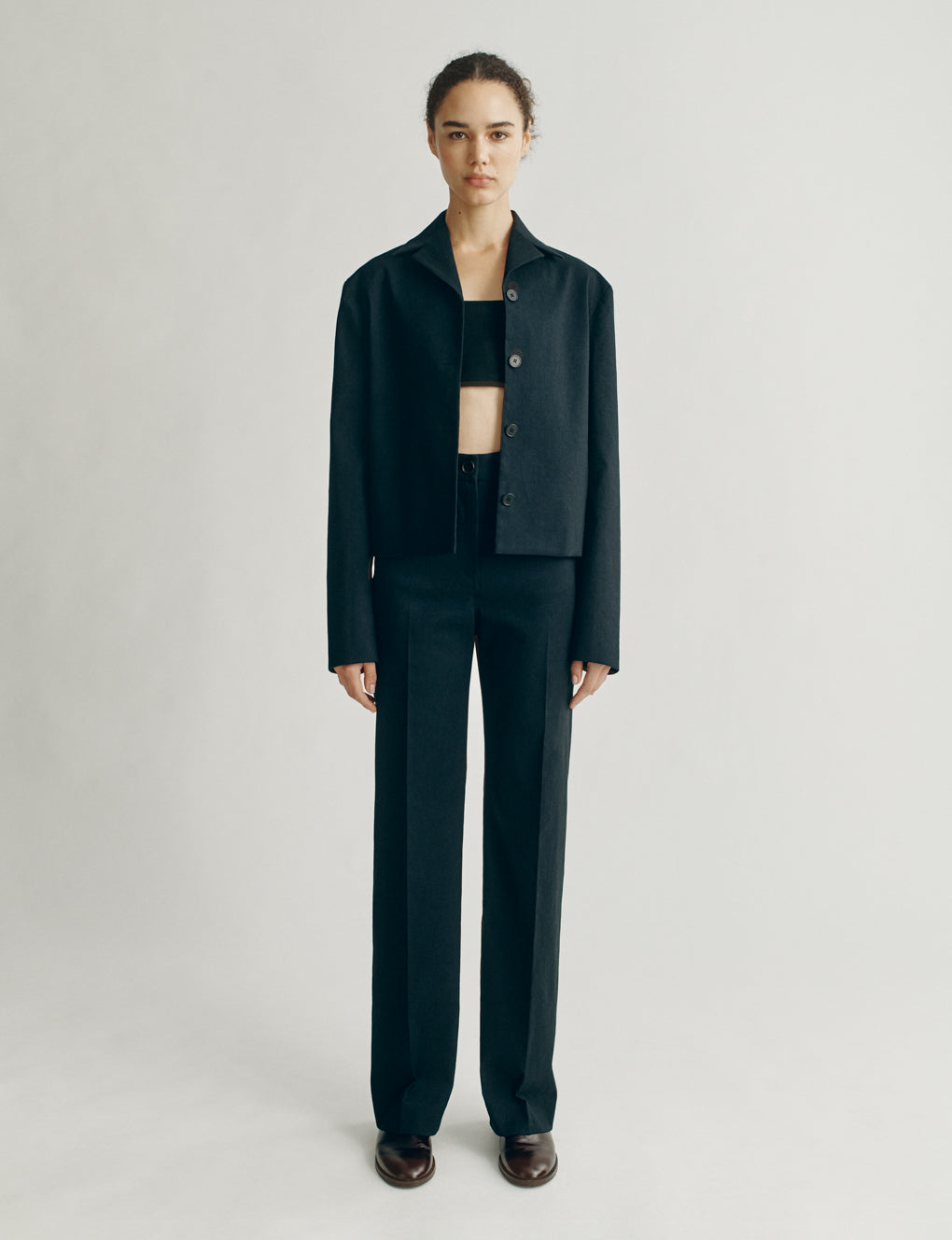 Womens | The Barrett Jacket in Striated Cotton | Midnight