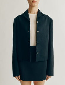 Womens | The Barrett Jacket in Striated Cotton | Midnight