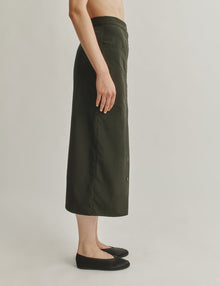 Womens | The Utility Skirt in Technical Wool Nylon | Moss