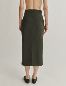 Womens | The Utility Skirt in Technical Wool Nylon | Moss